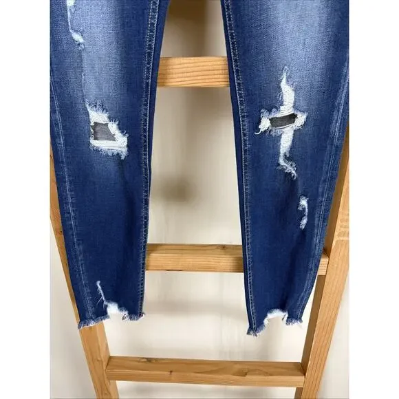NWT Kancan Blue Distressed High-Rise Skinny Ankle Jeans Size 24 #0798 - Picture 2 of 7